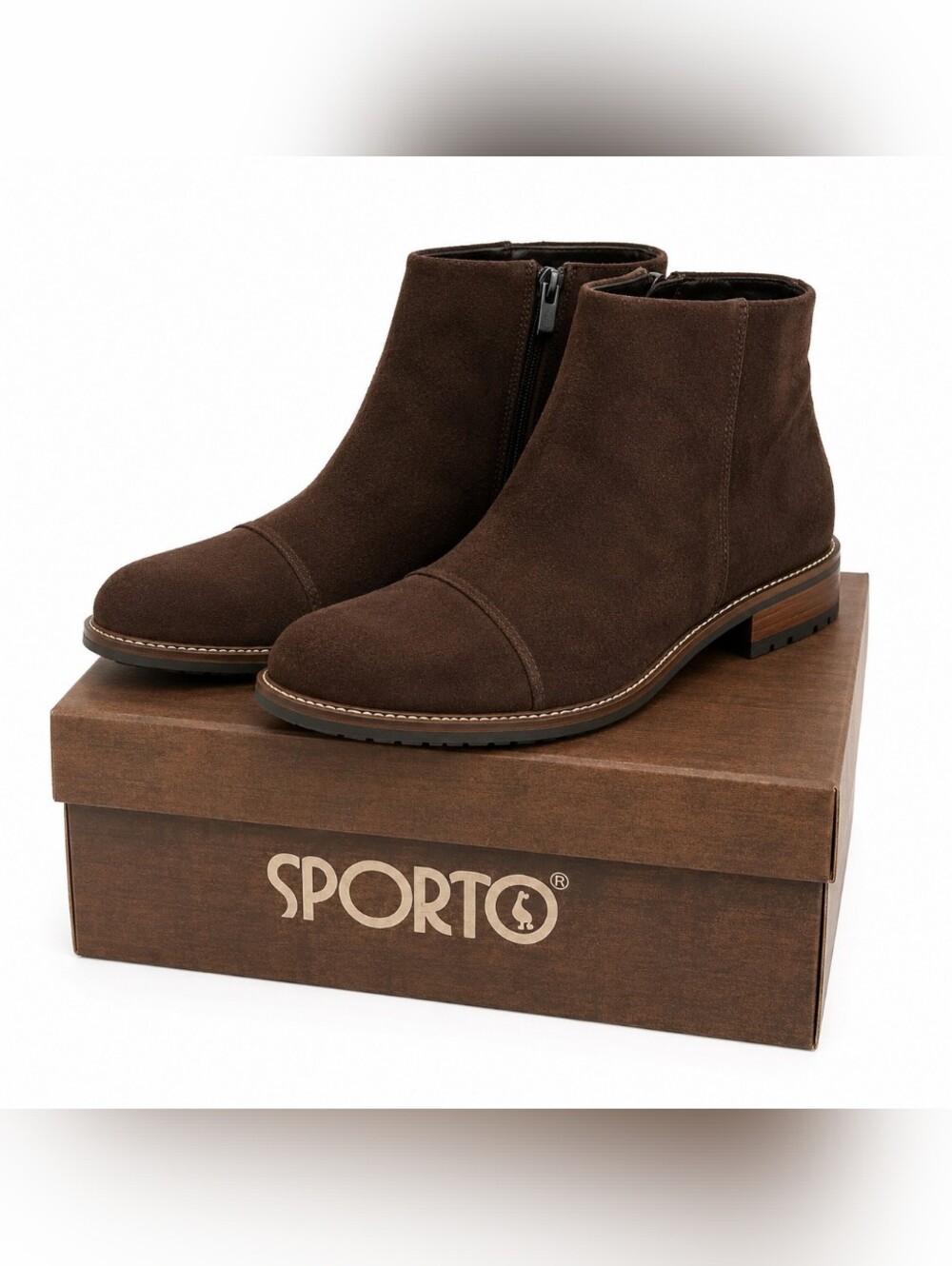 Sporto Beltram Men's Brown Faux Suede Side Zip Ankle Boots Size 9.5M